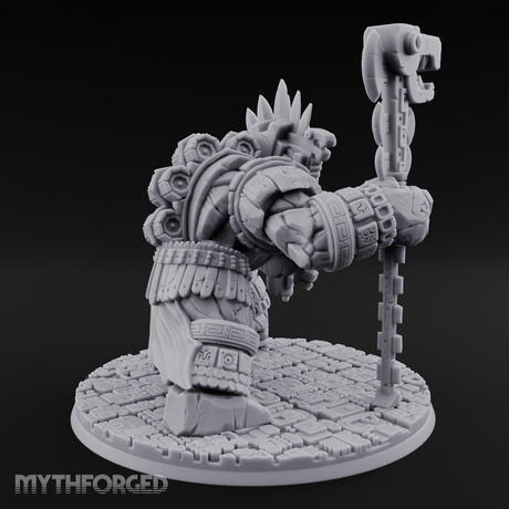 Aztec Inspired Totem Crowned Golem Warlord Miniature for Dungeons and Dragons, Pathfinder or other TTRPGs