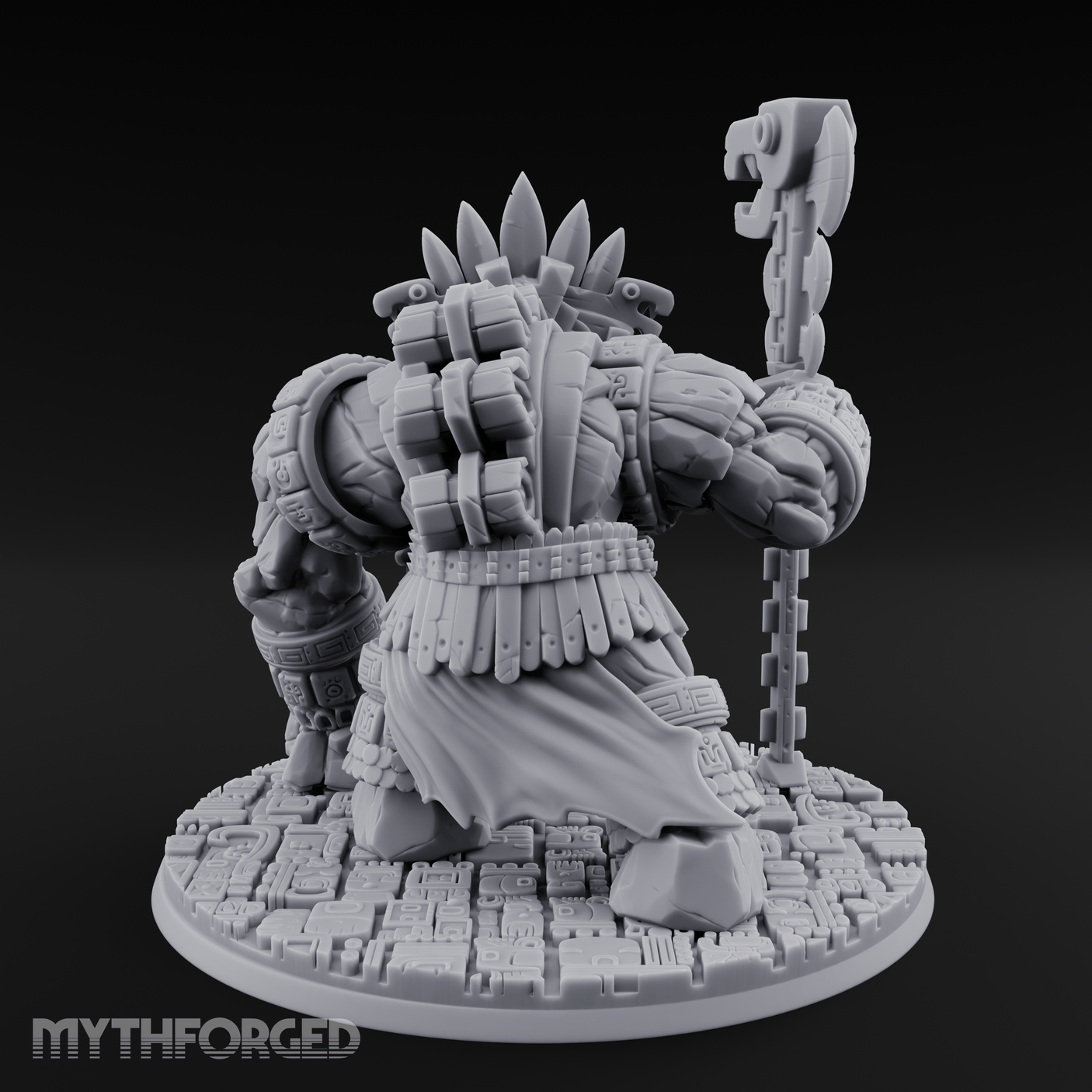 Aztec Inspired Totem Crowned Golem Warlord Miniature for Dungeons and Dragons, Pathfinder or other TTRPGs