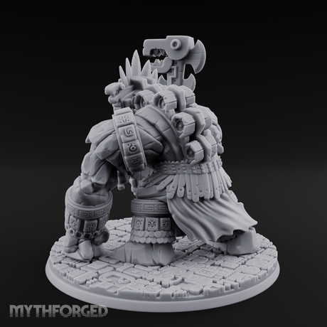 Aztec Inspired Totem Crowned Golem Warlord Miniature for Dungeons and Dragons, Pathfinder or other TTRPGs