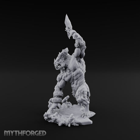 Breaks the Ground First Goristro Fiend with Raised Axe