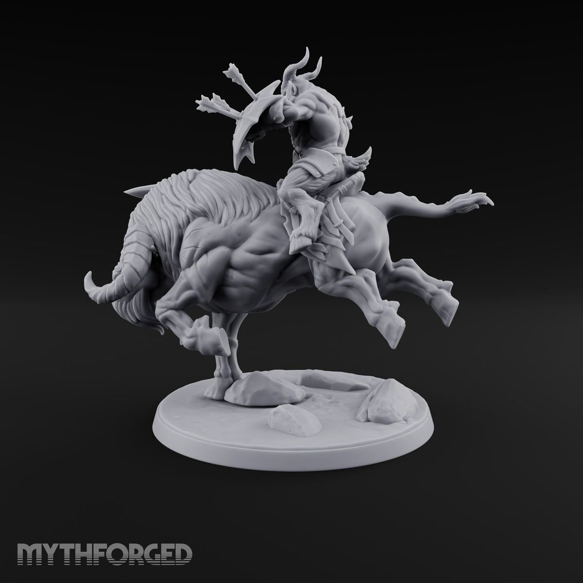 Thundering Into Battle Beastman Gorthek Rider B — With