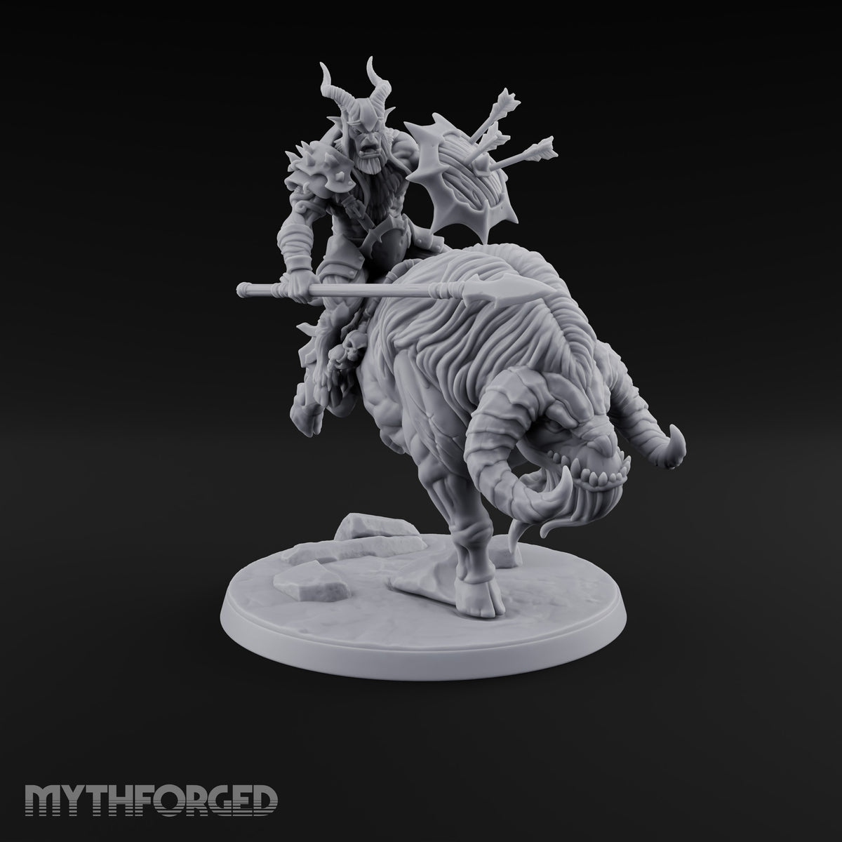 Thundering Into Battle Beastman Gorthek Rider B — With