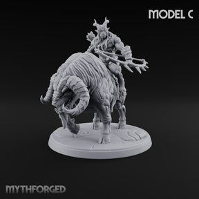Thundering Into Battle Beastman Gorthek Rider C — With