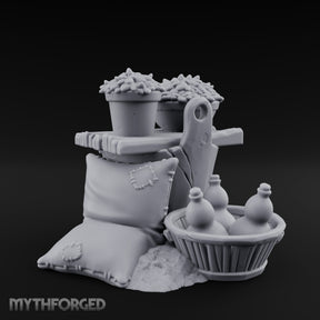 Grain-Filled Bottle-Packed Market Goods Scene Miniature for Dungeons and Dragons, Pathfinder or other TTRPGs