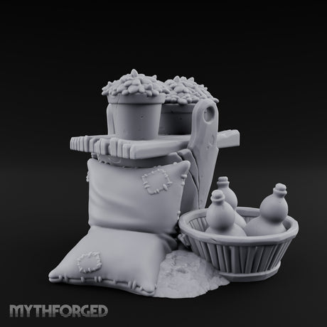 Grain-Filled Bottle-Packed Market Goods Scene Miniature for Dungeons and Dragons, Pathfinder or other TTRPGs