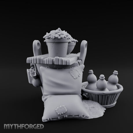 Grain-Filled Bottle-Packed Market Goods Scene Miniature for Dungeons and Dragons, Pathfinder or other TTRPGs