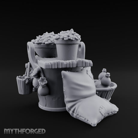 Grain-Filled Bottle-Packed Market Goods Scene Miniature for Dungeons and Dragons, Pathfinder or other TTRPGs