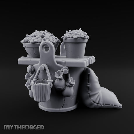Grain-Filled Bottle-Packed Market Goods Scene Miniature for Dungeons and Dragons, Pathfinder or other TTRPGs