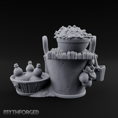 Grain-Filled Bottle-Packed Market Goods Scene Miniature for Dungeons and Dragons, Pathfinder or other TTRPGs