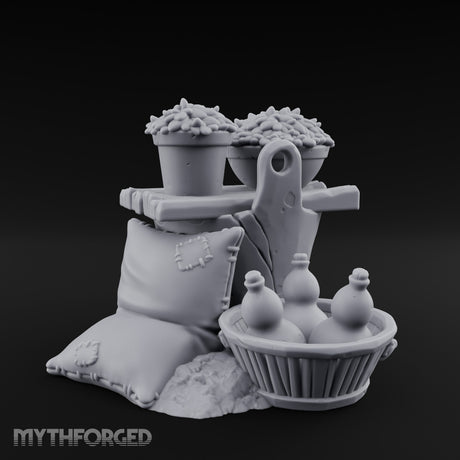 Grain-Filled Bottle-Packed Market Goods Scene Miniature for Dungeons and Dragons, Pathfinder or other TTRPGs