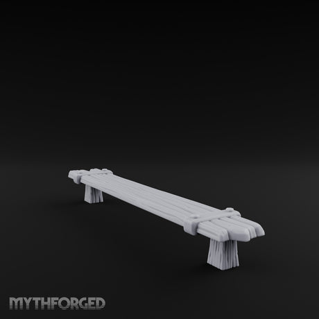 Grain-Grooved Stump-Footed Tavern Bench Miniature for Dungeons and Dragons, Pathfinder or other TTRPGs
