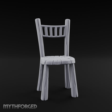 Grain-Streaked Slat-Backed Tavern Chair Miniature for Dungeons and Dragons, Pathfinder or other TTRPGs