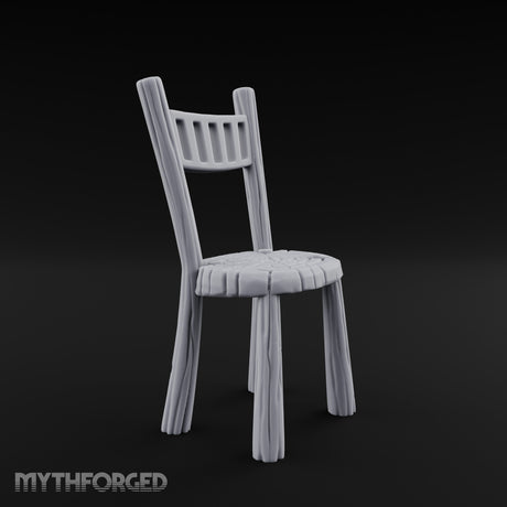 Grain-Streaked Slat-Backed Tavern Chair Miniature for Dungeons and Dragons, Pathfinder or other TTRPGs