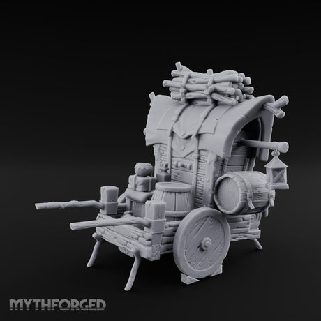 Grape-Laden Lantern-Hung Merchant Wine Cart Miniature for Dungeons and Dragons, Pathfinder or other TTRPGs