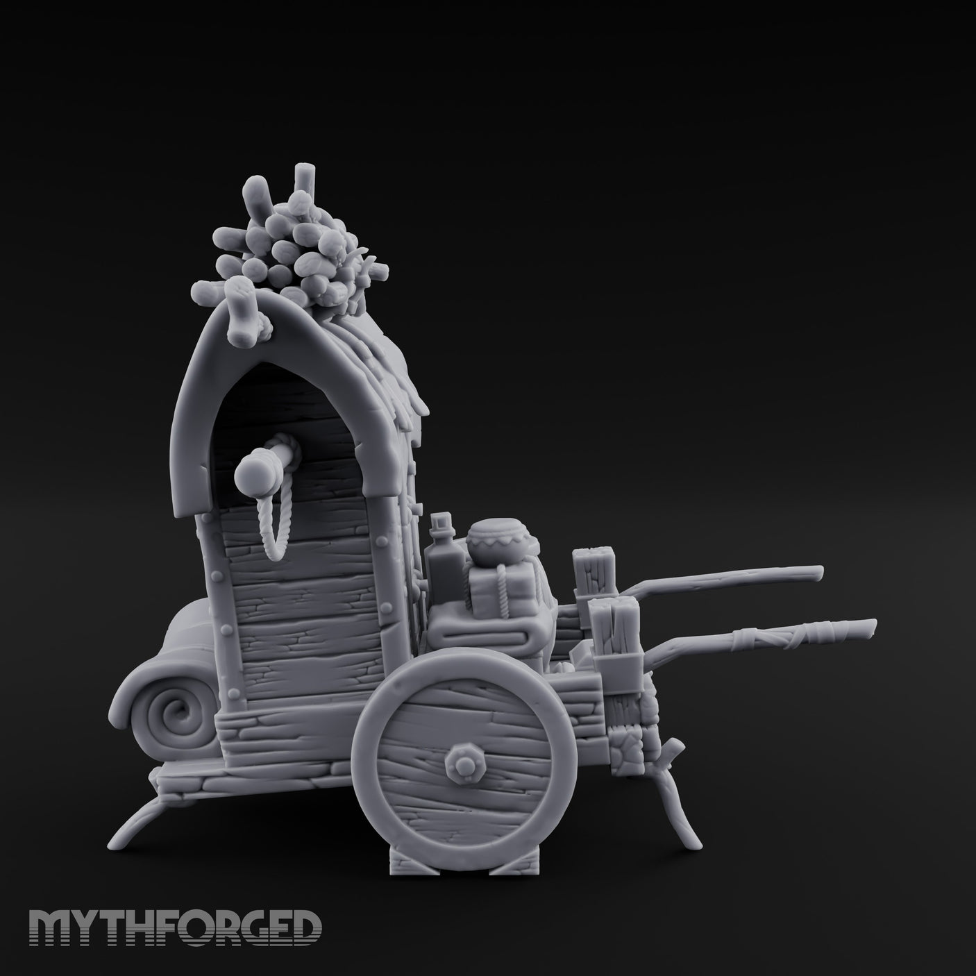 Grape-Laden Lantern-Hung Merchant Wine Cart Miniature for Dungeons and Dragons, Pathfinder or other TTRPGs