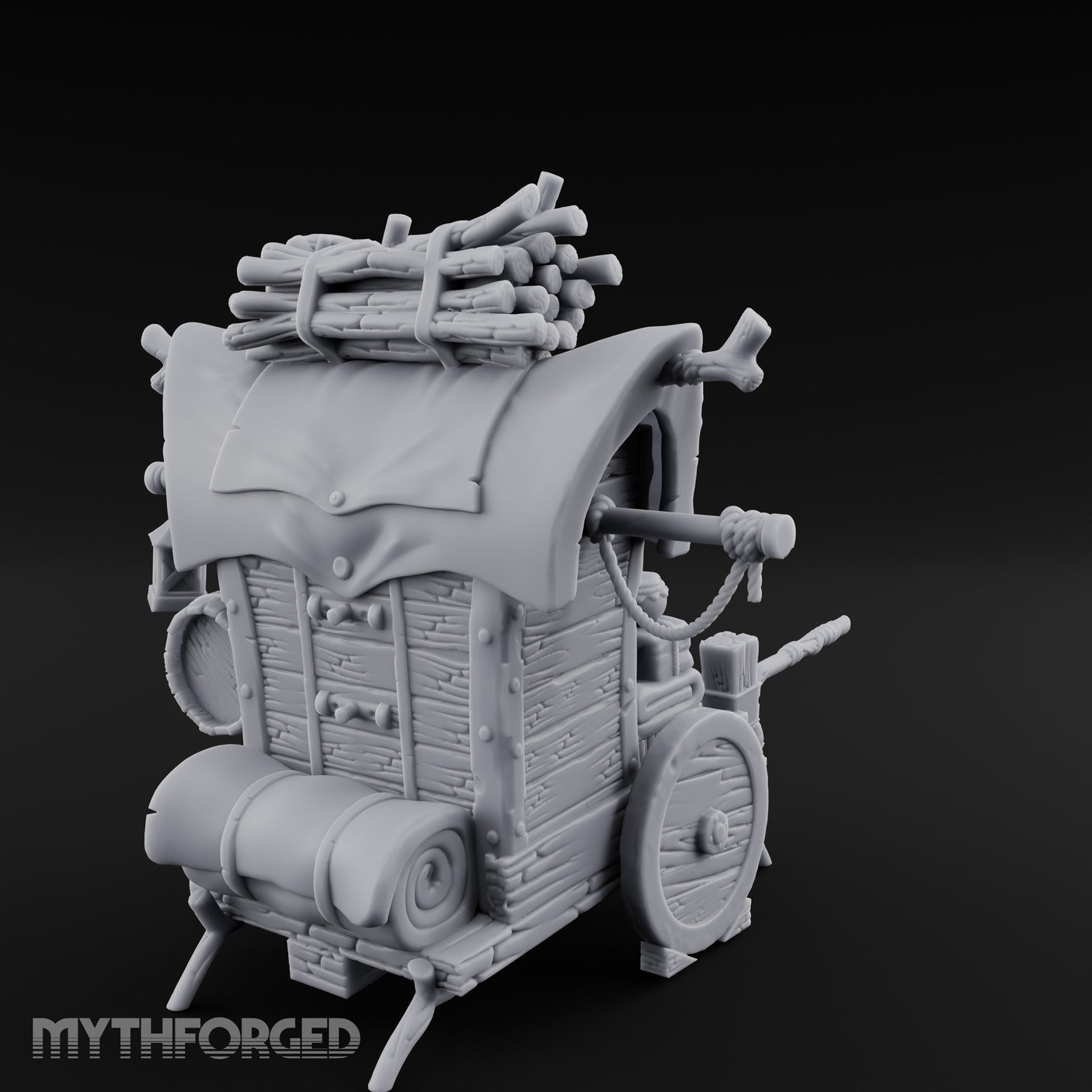 Grape-Laden Lantern-Hung Merchant Wine Cart Miniature for Dungeons and Dragons, Pathfinder or other TTRPGs