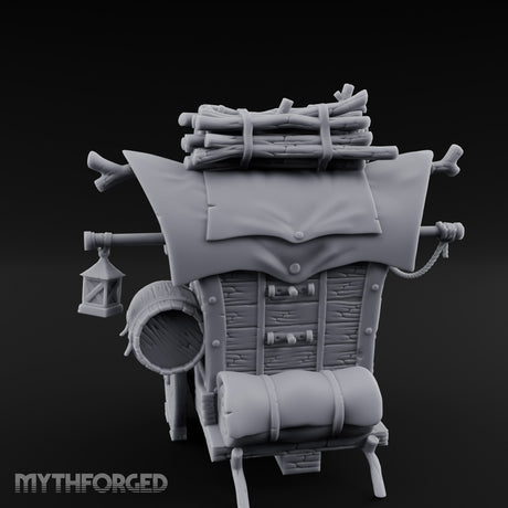 Grape-Laden Lantern-Hung Merchant Wine Cart Miniature for Dungeons and Dragons, Pathfinder or other TTRPGs