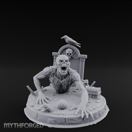 Grave Bursting Screaming Zombie Gravecrawler Miniature for Dungeons and Dragons, Pathfinder or other TTRPGs
