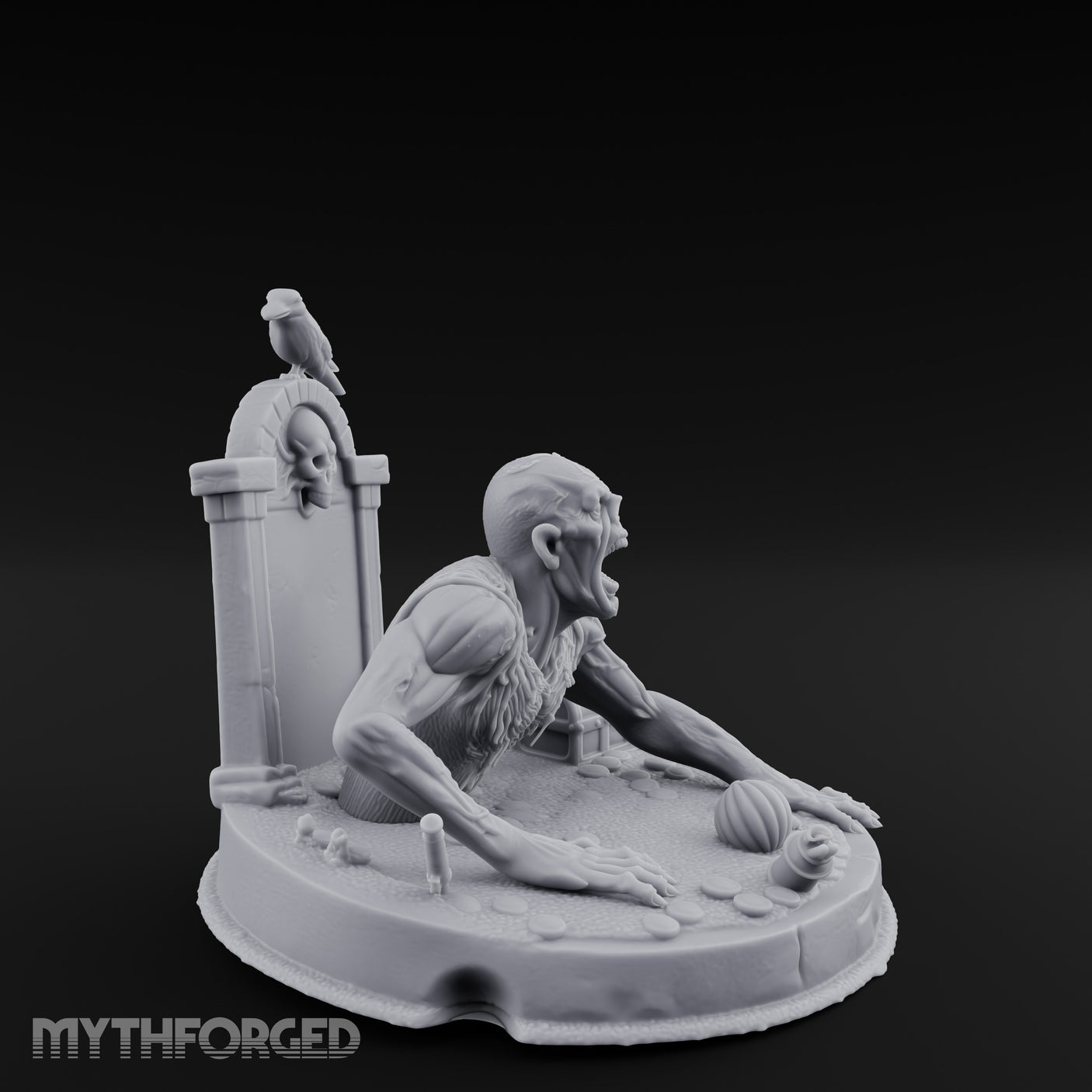 Grave Bursting Screaming Zombie Gravecrawler Miniature for Dungeons and Dragons, Pathfinder or other TTRPGs