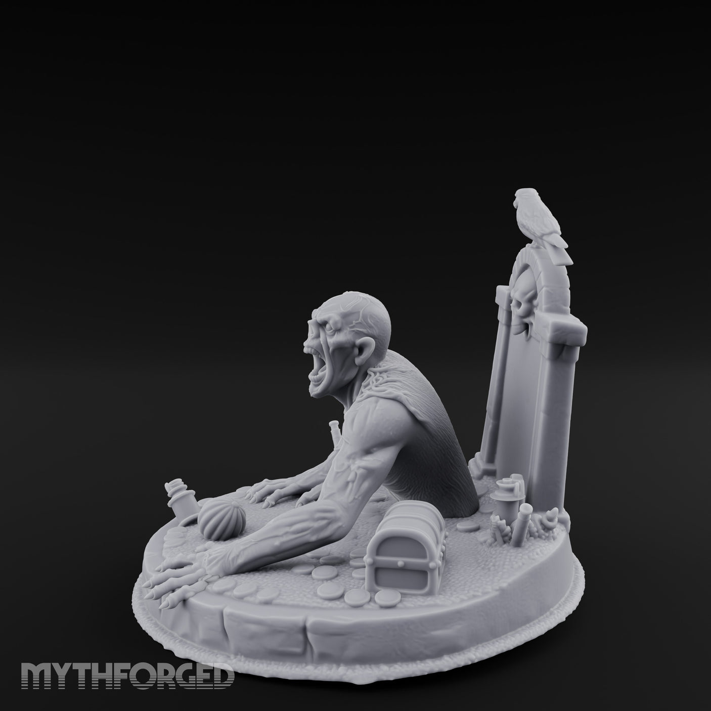 Grave Bursting Screaming Zombie Gravecrawler Miniature for Dungeons and Dragons, Pathfinder or other TTRPGs