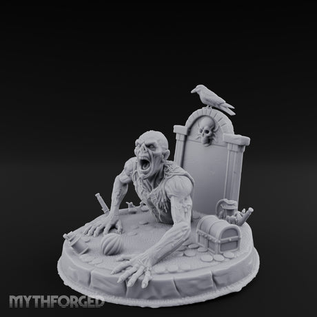 Grave Bursting Screaming Zombie Gravecrawler Miniature for Dungeons and Dragons, Pathfinder or other TTRPGs