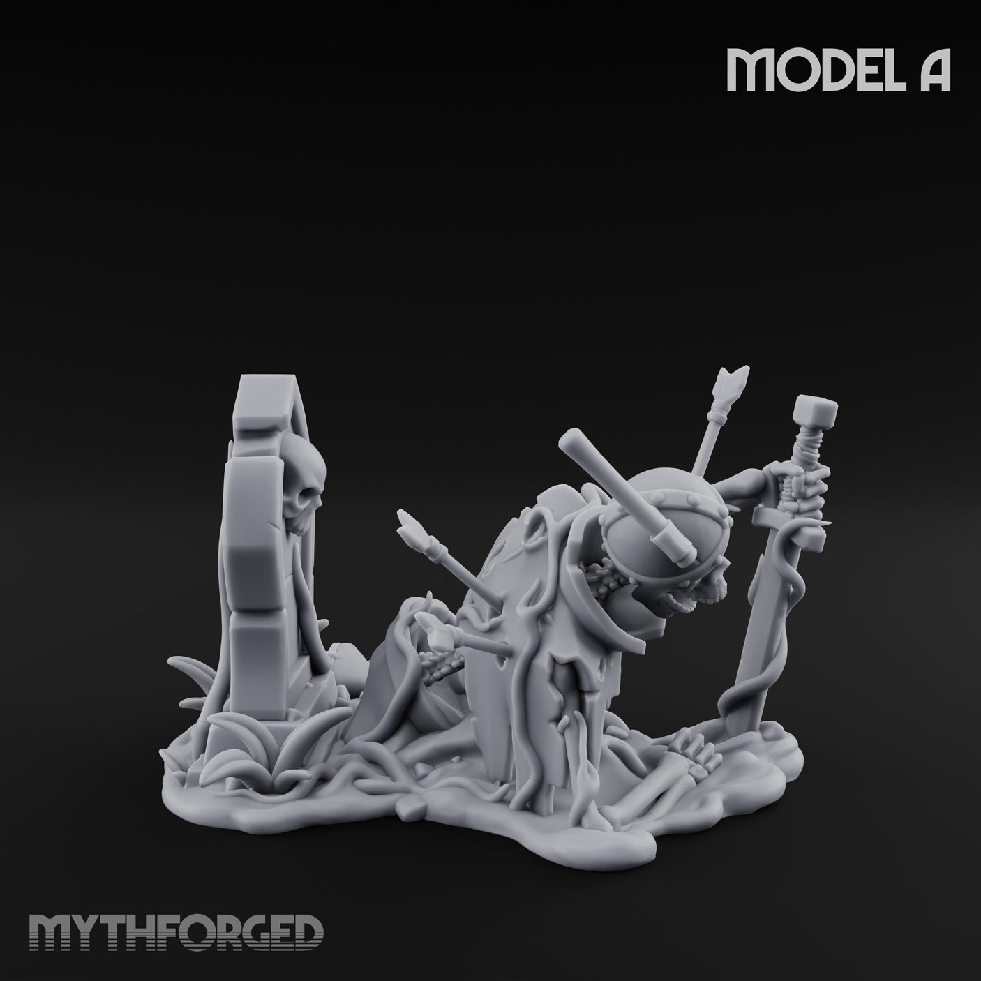 Grave Rising Skeleton Warrior A Miniature for Dungeons and Dragons, Pathfinder or other TTRPGs
