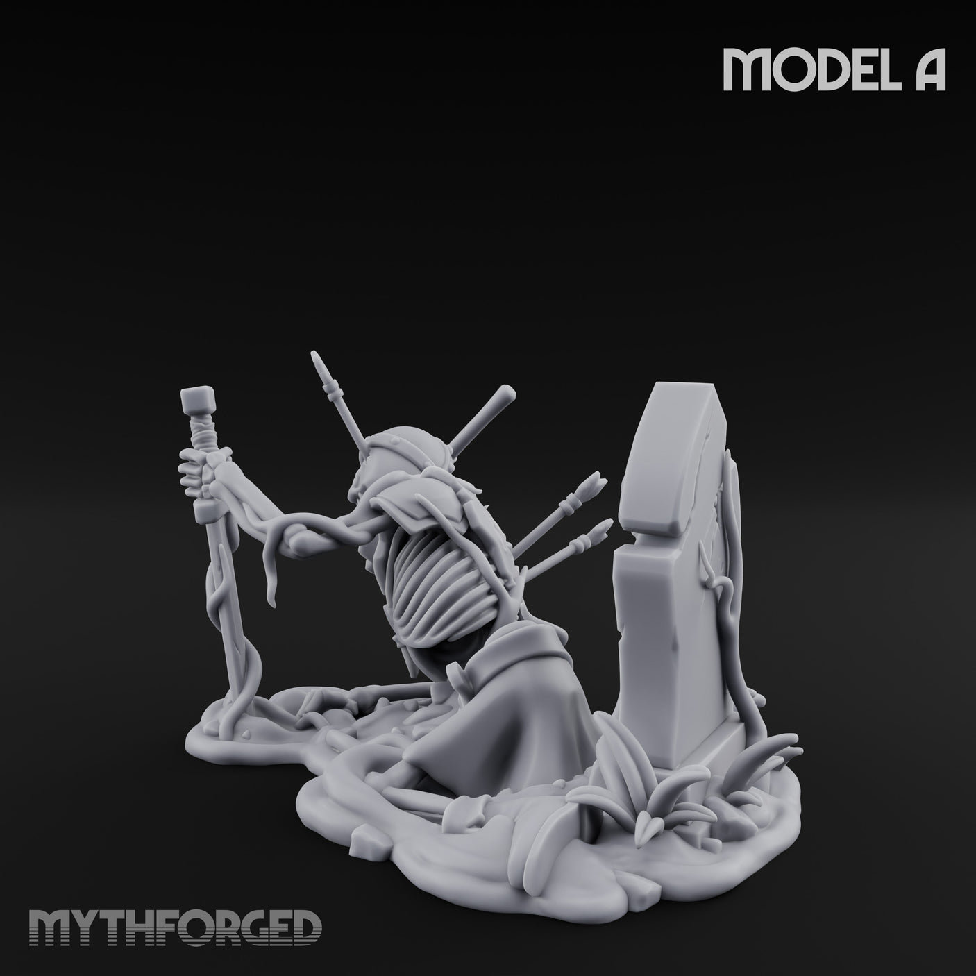 Grave Rising Skeleton Warrior A Miniature for Dungeons and Dragons, Pathfinder or other TTRPGs