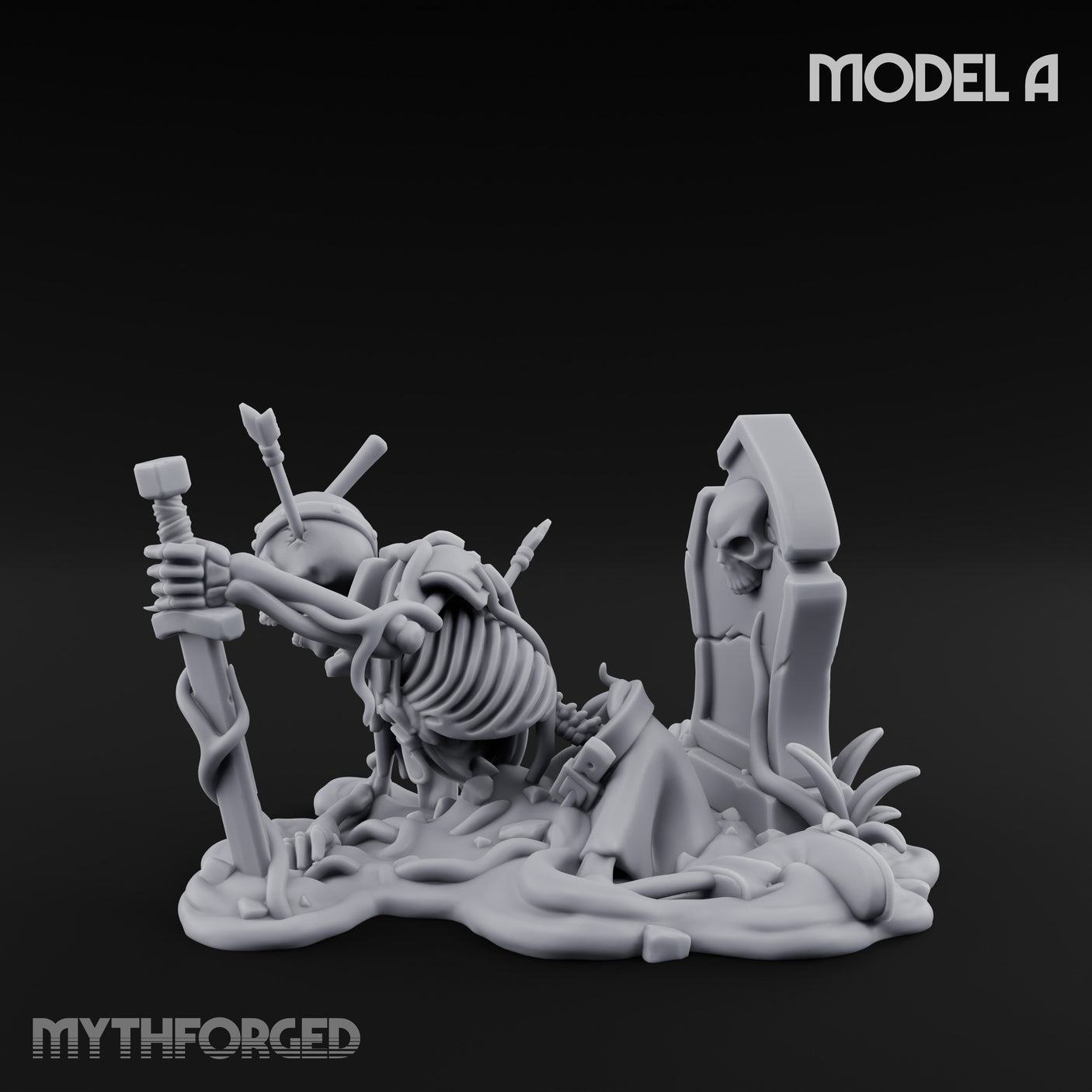 Grave Rising Skeleton Warrior A Miniature for Dungeons and Dragons, Pathfinder or other TTRPGs