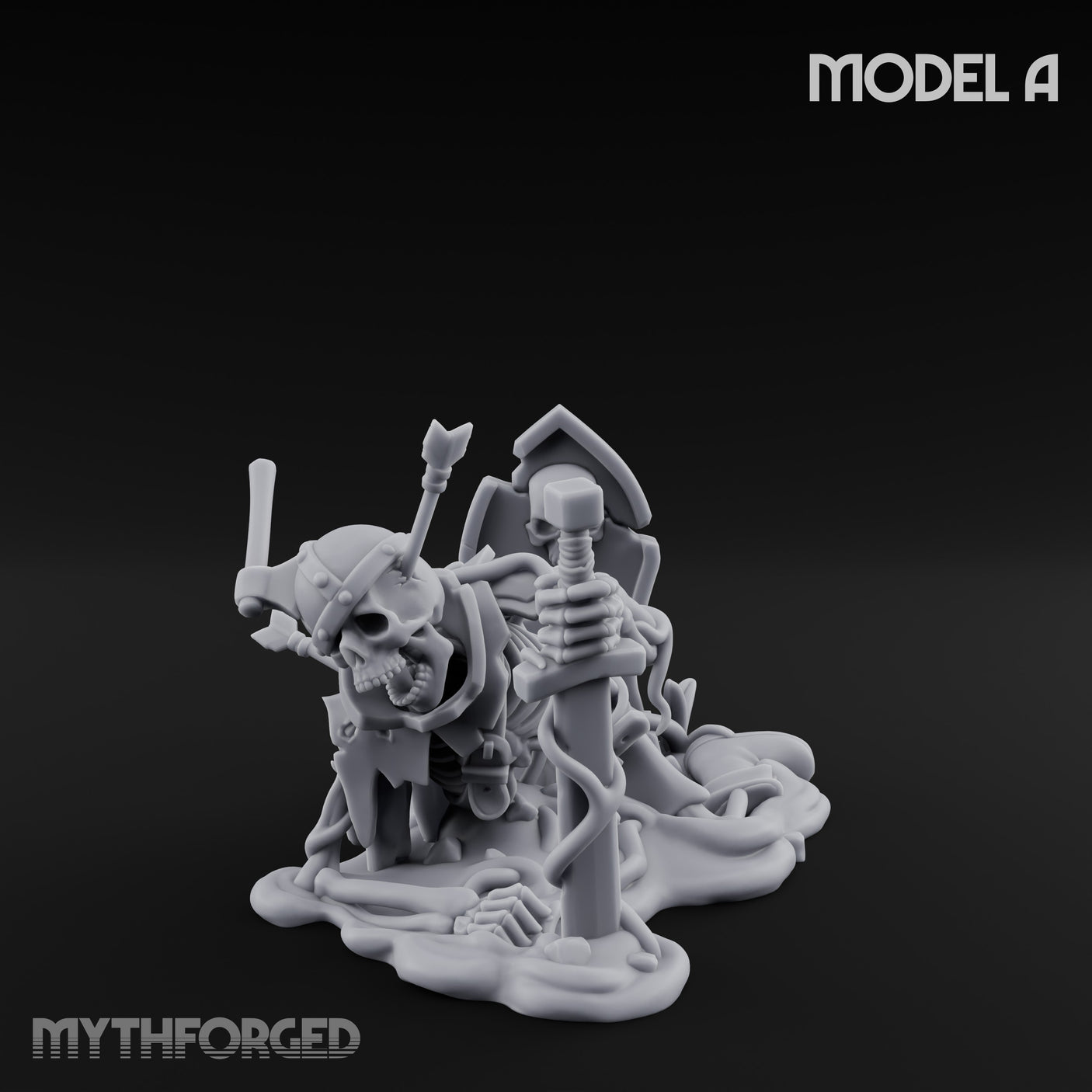 Grave Rising Skeleton Warrior A Miniature for Dungeons and Dragons, Pathfinder or other TTRPGs