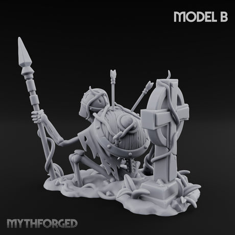 Grave Rising Skeleton Warrior B Miniature for Dungeons and Dragons, Pathfinder or other TTRPGs