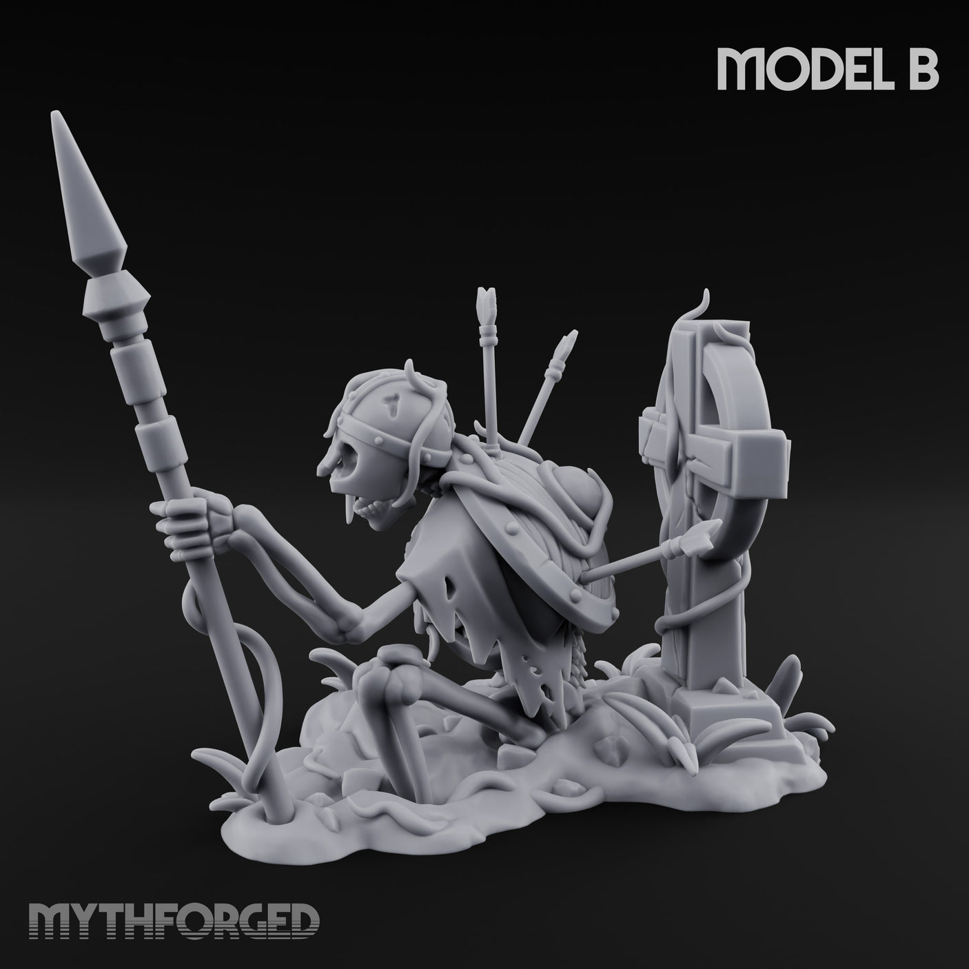 Grave Rising Skeleton Warrior B Miniature for Dungeons and Dragons, Pathfinder or other TTRPGs