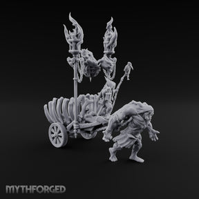Last Fare Out of Town Ogre Pulling Bone-Ribbed Corpse Cart with Lantern Rider