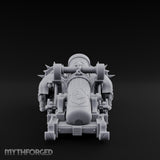 Twin Spiked Mortar-Hauling Armoured Bear Cannon Miniature for Dungeons and Dragons, Pathfinder or other TTRPGs