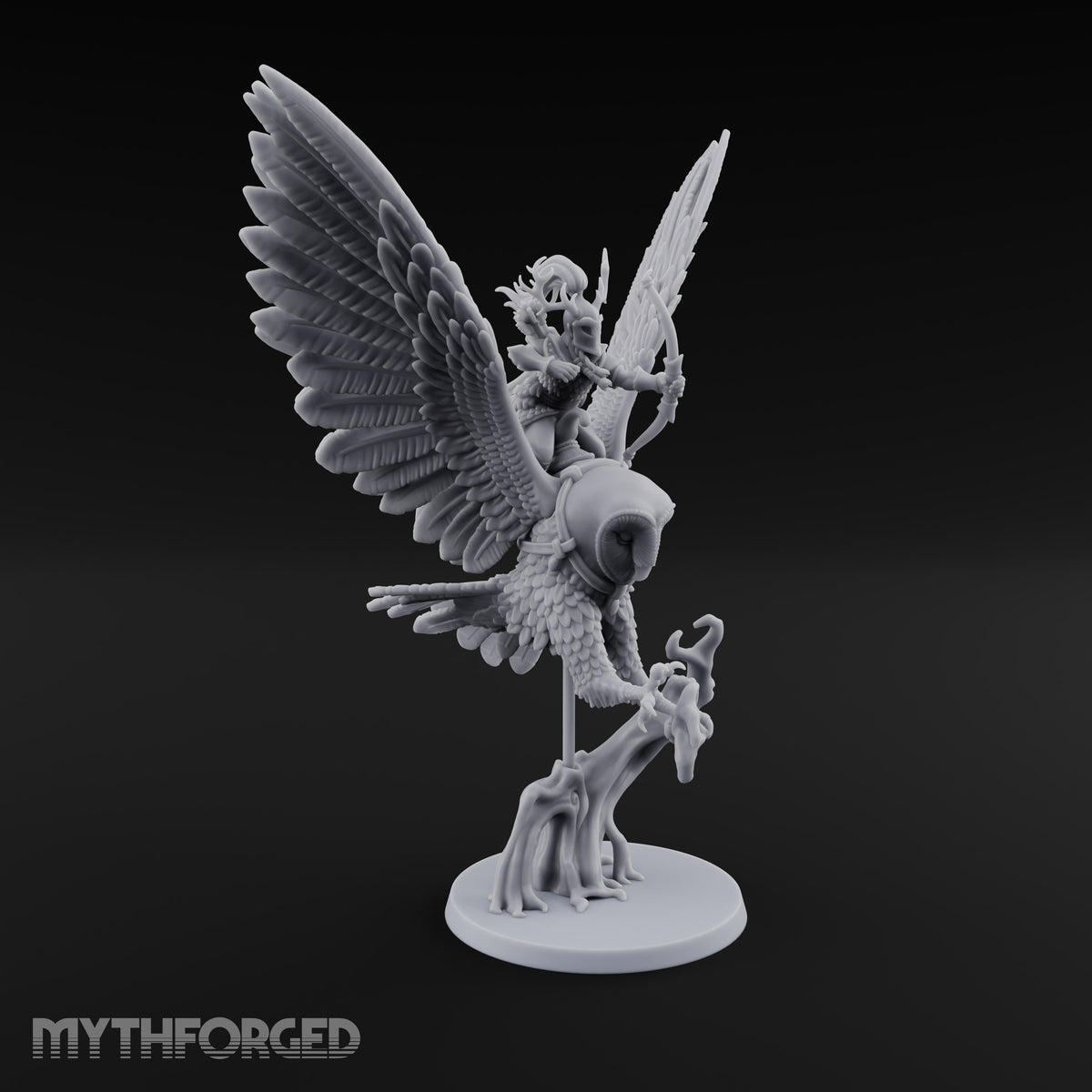 Taking Wing Elf Great Owl Rider A Miniature for Dungeons and Dragons, Pathfinder or other TTRPGs