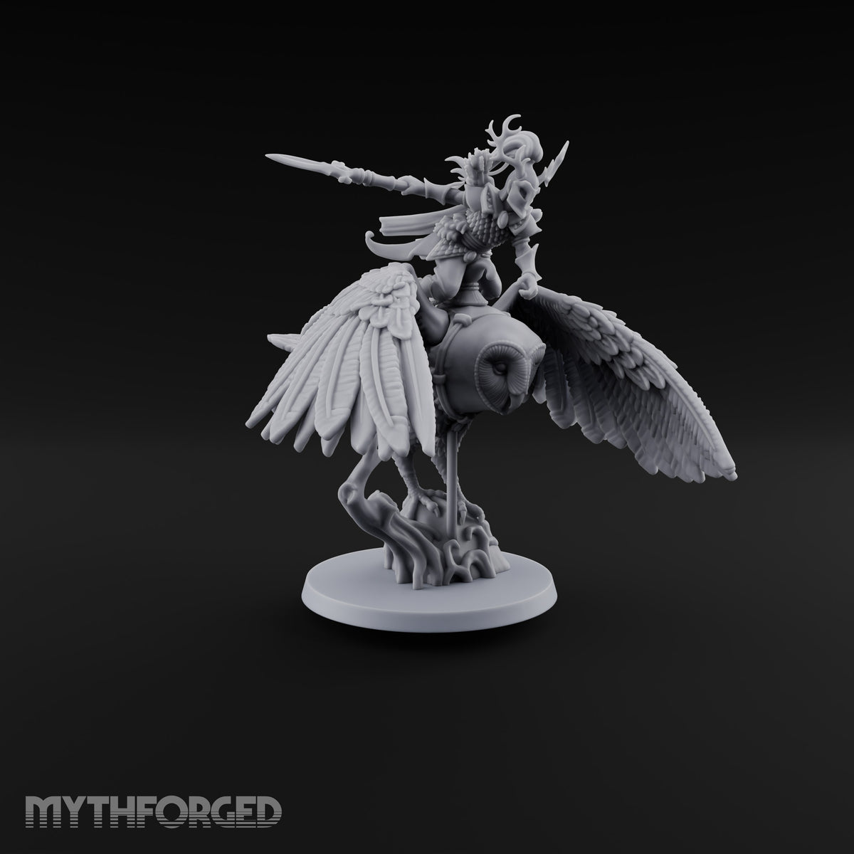 Taking Wing Elf Great Owl Rider C Miniature for Dungeons and Dragons, Pathfinder or other TTRPGs