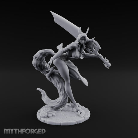 Greatsword Lunging Cloak Billowing Elf Warrior Miniature for Dungeons and Dragons, Pathfinder or other TTRPGs