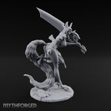 Greatsword Lunging Cloak Billowing Elf Warrior Miniature for Dungeons and Dragons, Pathfinder or other TTRPGs