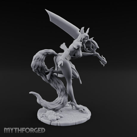 Greatsword Lunging Cloak Billowing Elf Warrior Miniature for Dungeons and Dragons, Pathfinder or other TTRPGs