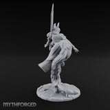 Greatsword Lunging Cloak Billowing Elf Warrior Miniature for Dungeons and Dragons, Pathfinder or other TTRPGs