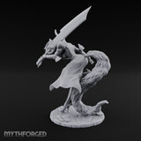 Greatsword Lunging Cloak Billowing Elf Warrior Miniature for Dungeons and Dragons, Pathfinder or other TTRPGs