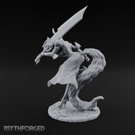Greatsword Lunging Cloak Billowing Elf Warrior Miniature for Dungeons and Dragons, Pathfinder or other TTRPGs