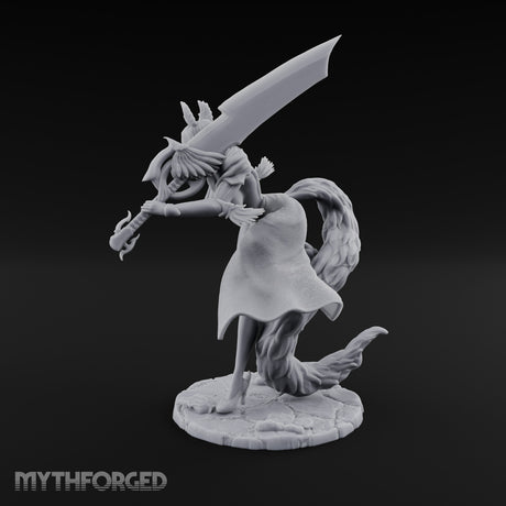 Greatsword Lunging Cloak Billowing Elf Warrior Miniature for Dungeons and Dragons, Pathfinder or other TTRPGs