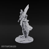 Greatsword Lunging Cloak Billowing Elf Warrior Miniature for Dungeons and Dragons, Pathfinder or other TTRPGs