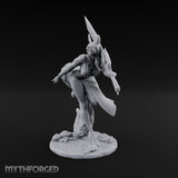 Greatsword Lunging Cloak Billowing Elf Warrior Miniature for Dungeons and Dragons, Pathfinder or other TTRPGs