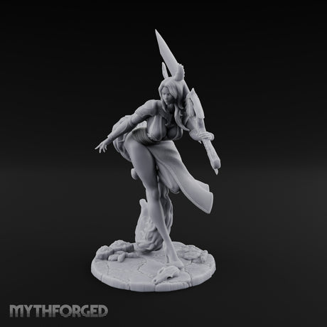 Greatsword Lunging Cloak Billowing Elf Warrior Miniature for Dungeons and Dragons, Pathfinder or other TTRPGs