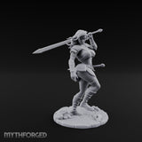 Greatsword Overhead Lunging Human Warrior Miniature for Dungeons and Dragons, Pathfinder or other TTRPGs