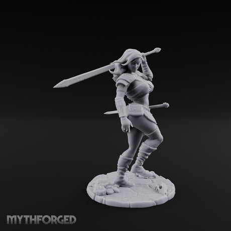 Greatsword Overhead Lunging Human Warrior Miniature for Dungeons and Dragons, Pathfinder or other TTRPGs