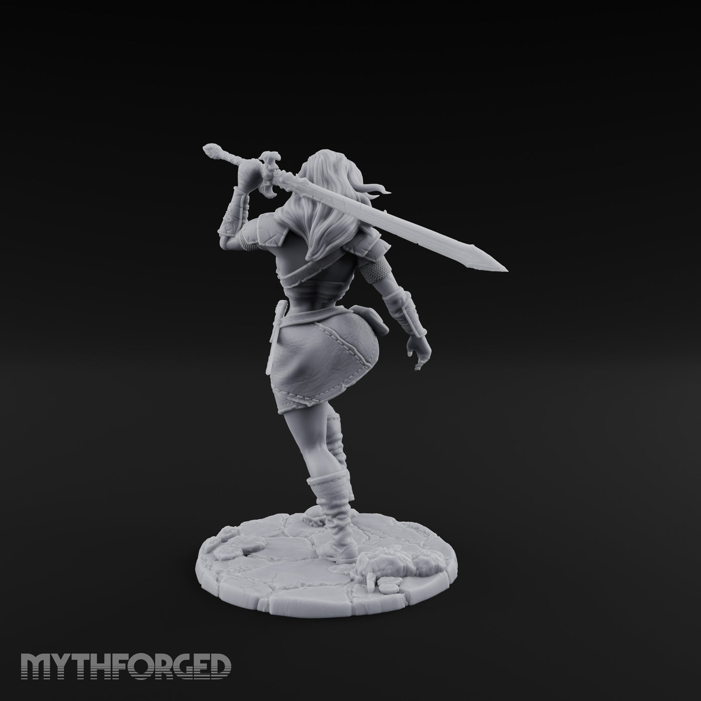 Greatsword Overhead Lunging Human Warrior Miniature for Dungeons and Dragons, Pathfinder or other TTRPGs