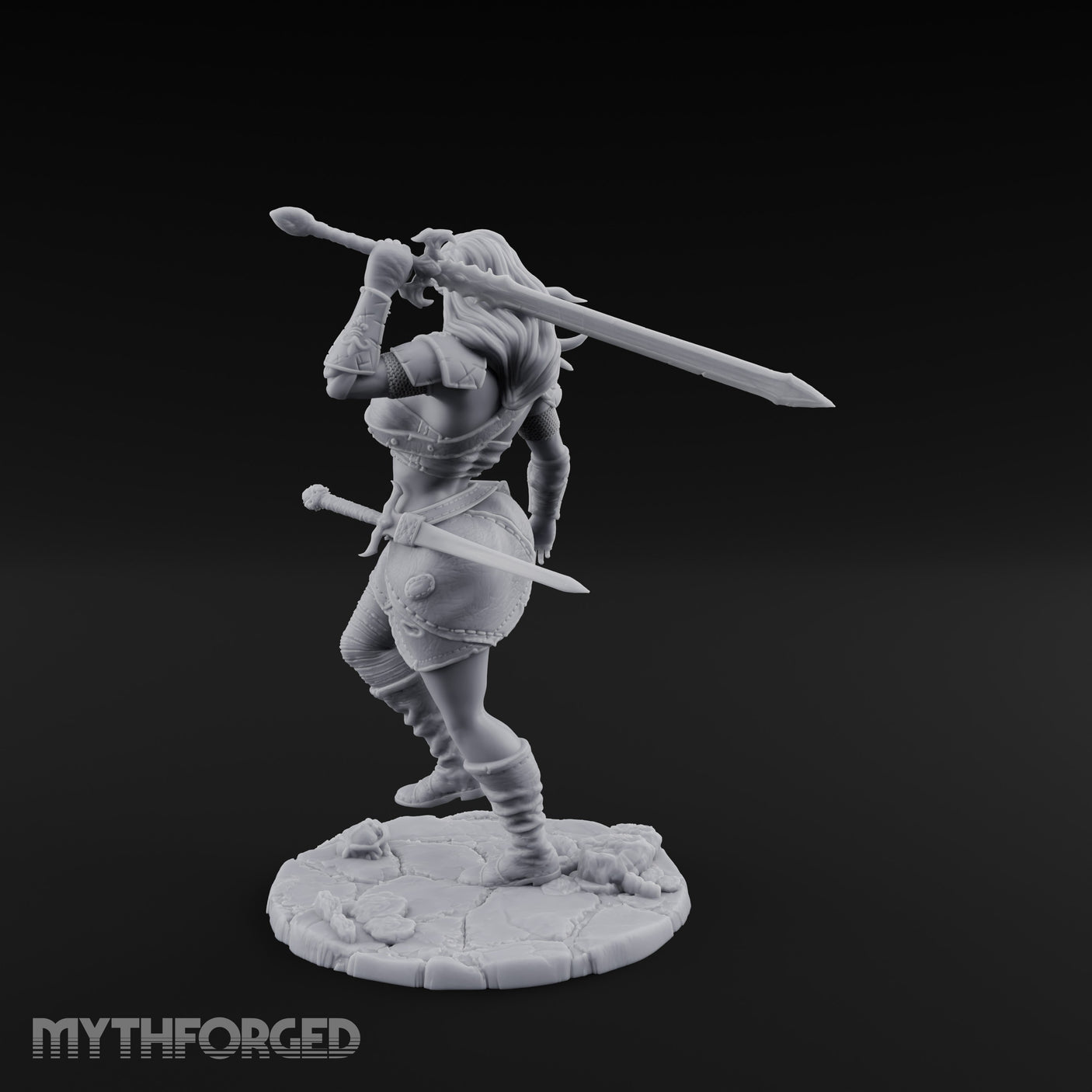 Greatsword Overhead Lunging Human Warrior Miniature for Dungeons and Dragons, Pathfinder or other TTRPGs