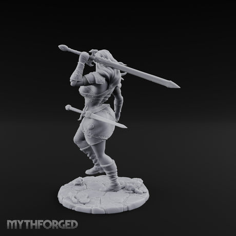 Greatsword Overhead Lunging Human Warrior Miniature for Dungeons and Dragons, Pathfinder or other TTRPGs